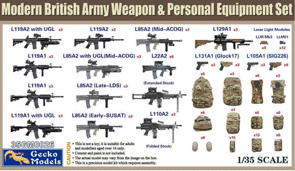 Modern British Army Weapon and Personal Equipment Set 1/35 Plastic Model Kit