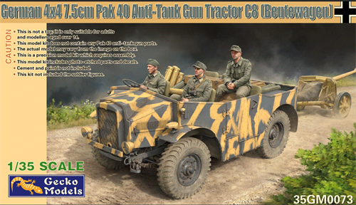 WWII German 4x4 7.5cm Pak 40 Anti-Tank Gun with Tractor C8 Beutewagen