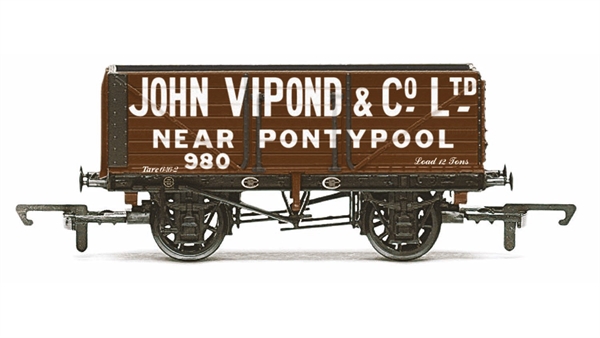 Hornby OO Gauge Brown 7 Plank Wagon "John Vipond" No. 980 (Era 2) - R6812