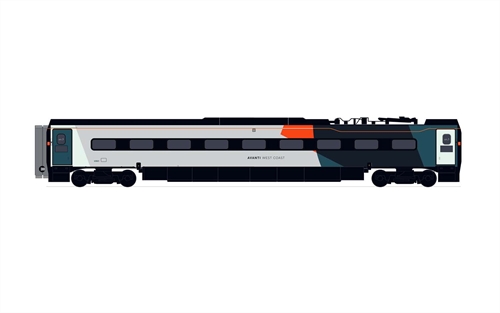 Hornby OO Gauge Avanti West Coast Pendolino Standard Buffet Coach No69856 Non-working pantograph Black Blue Cyan Era 11 - R40015