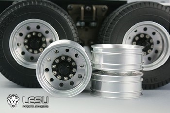 Lesu 1/14 Dual Rear Wheels - Black Hubs (Pair) Round Hole
