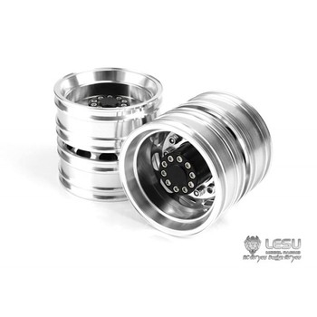 Lesu 1/14 Dual Rear Wheels - Black Hubs (Pair) Oval Hole