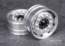 Lesu 1/14 Front Wheels with Black Hubs and Round Holes (Hex)