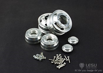 Lesu 1/14 Front Wheels - Silver (Pair) Oval Holes