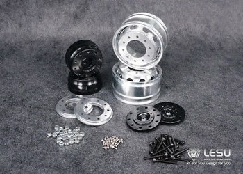 Lesu 114 Offset Front Wheels - Black Hubs Pair Round Hole