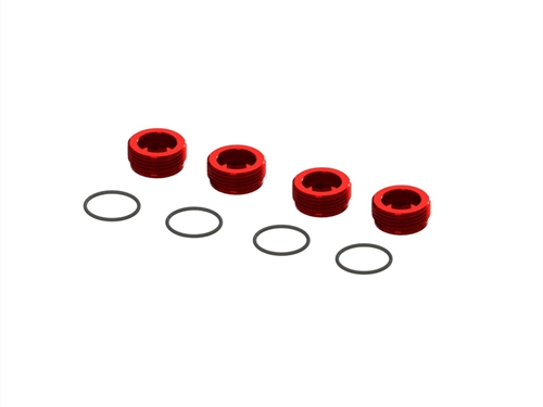 Aluminum Front Hub Nut Red 4 inc O-Rings