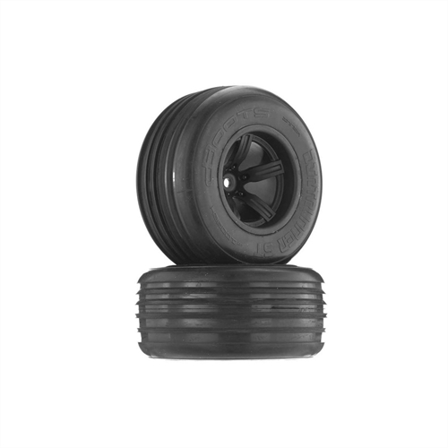 ARRMA DIRTRUNNER ST TIRE/WHEEL GLUED BLACK FRONT (2)