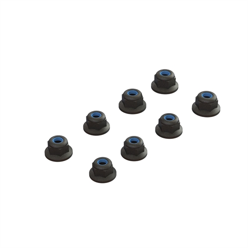 Flanged Lock Nut M3 Black 4pcs