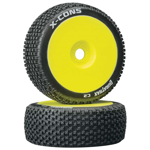 X-Cons 1/8 Buggy Tire C2 Mounted Yellow (2)