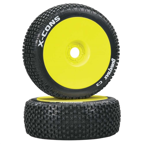 X-Cons 1/8 Buggy Tire C3 Mounted Yellow (2)