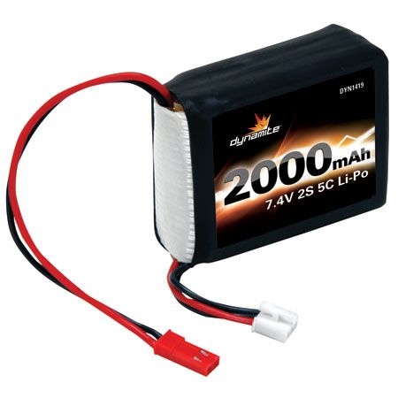 7.4V 2000mAh 2S 5C LiPo Receiver Pack: 1/8