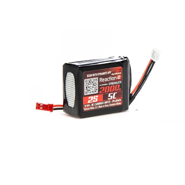 Reaction2 7.4V 2000mAh 2S 5C LiPo RX Pack: 1/8