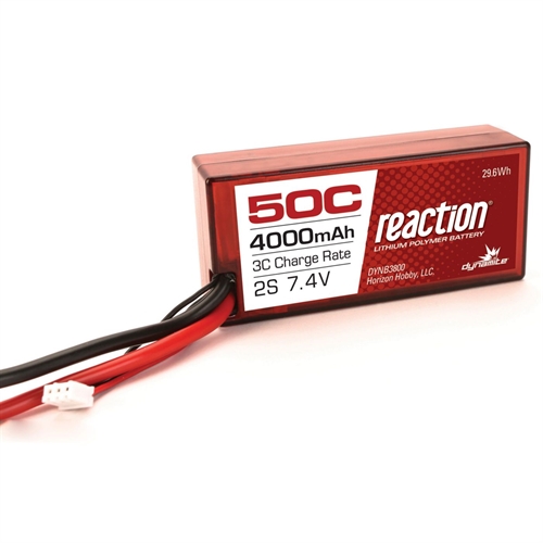 Reaction 7.4V 4000mAh 2S 50C LiPo, Hardcase: 96mm