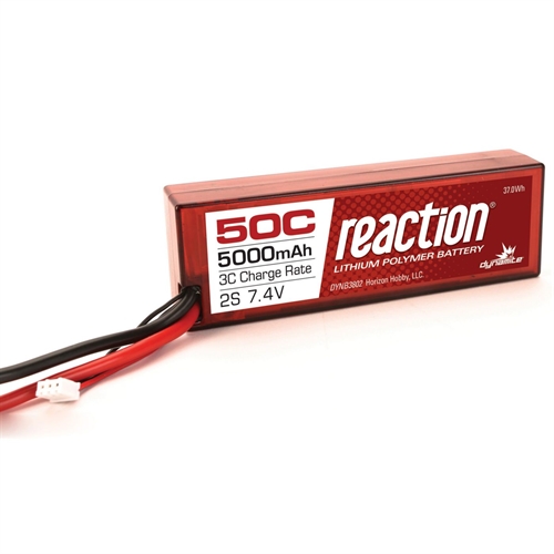 Reaction 7.4V 5000mAh 2S 50C LiPo, Hardcase: EC3