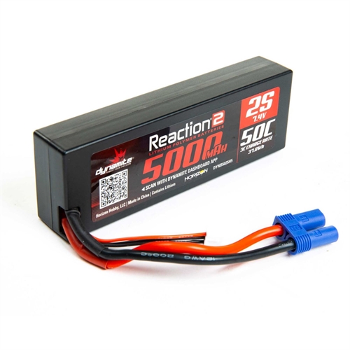 7.4V 5000mAh 2S 50C LiPo, Hardcase: EC5