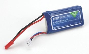450mAh 2S 7.4V 30C LiPo, 18AWG JST