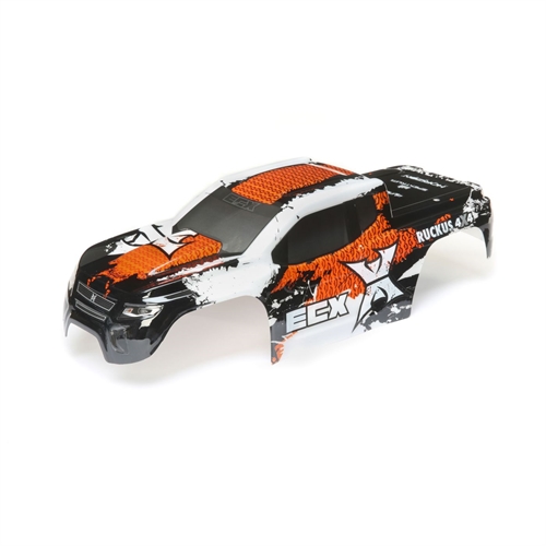 Body, White/Orange: 1/10 2wd & 4wd Ruckus