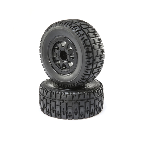 FR/R Tire,Prmnt,Blk Wheel (2):1/10 2wd/4wd Torment