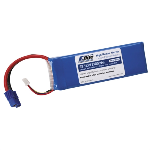 2100mAh 3S 11.1V 20C LiPo, 13AWG EC3