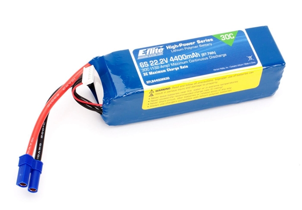 4400mAh 6S 22.2V 30C LiPo, 10AWG EC5