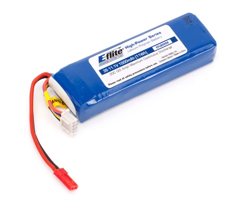 1000mAh 3S 111V 20C LiPo 20AWG JST