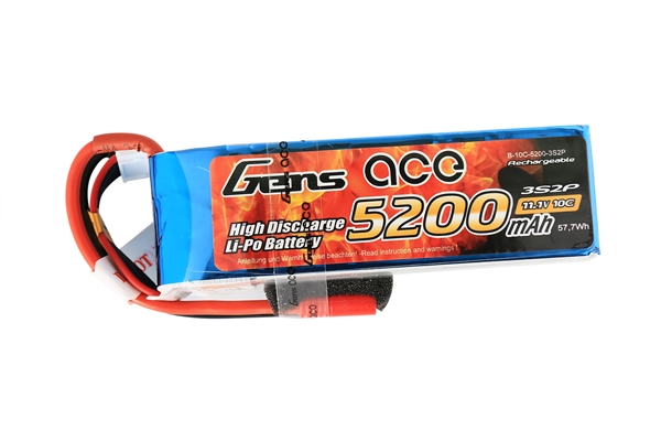 Li-Po 3S2P 11.1V 5200mAh 10C with 3.5mm