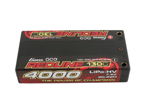 Li-Po HV Car Hard Case 2S 7.6V 4000mAh 130C RL Short 4mm