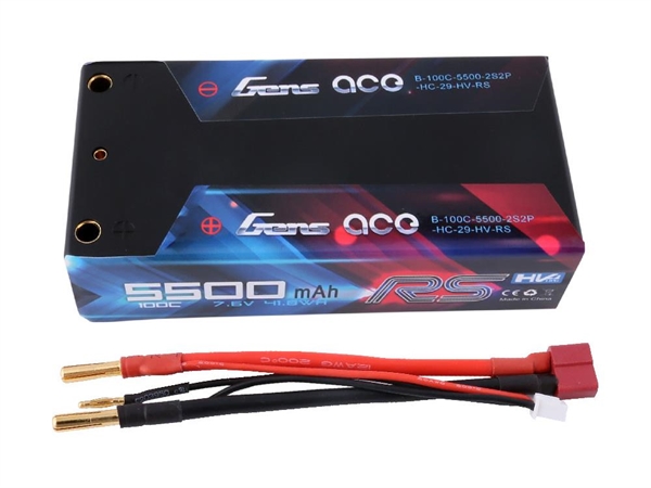 Li-Po HV Car Hard Case 2S2P 7.6V 5500mAh 100C with 4mm to T-