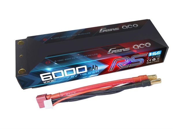 Li-Po HV Car Hard Case 2S 7.6V 6000mAh 100C with 5mm to T-Ty