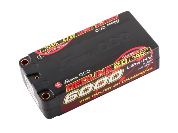 Li-Po HV Car Hard Case 2S2P 7.6V 6000mAh 140C RL2 Short 5mm