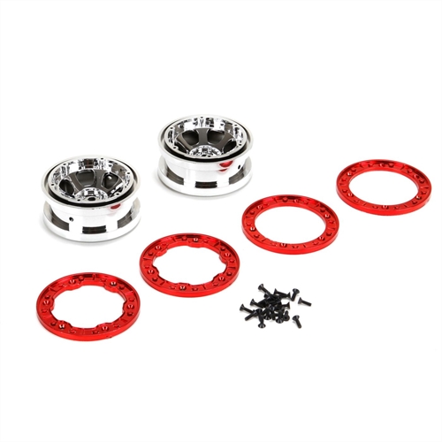 2.2 Beadlock Wheels, Chrome W/Red Rings(2): NCR2.0