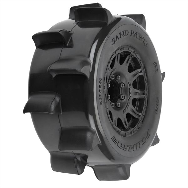 1/8 Sand Paw HP BELTED F/R 3.8" MT Tires Mounted 17mm Black