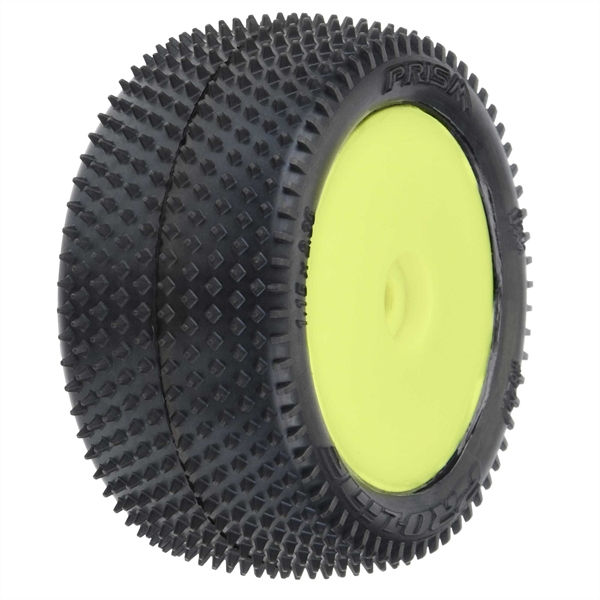 1/18 Prism Rear Carpet Mini-B Tires Mounted 8mm Yellow Wheel