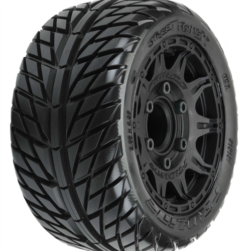 1/10 Street Fighter LP Fr/Rr 2.8" MT Tires Mounted 12mm Blk