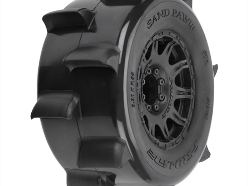 1/8 Sand Paw HP BELTED F/R 3.8" MT Tires Mounted 17mm Black