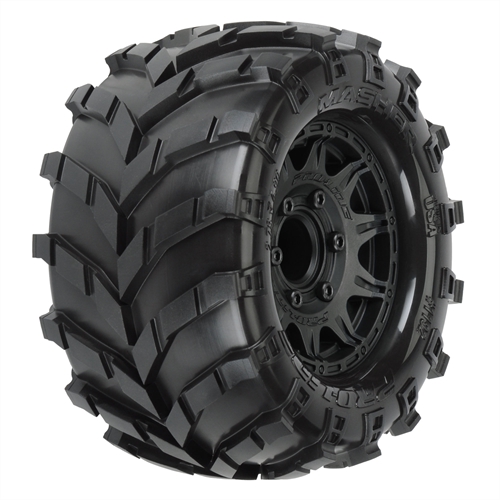 1/10 Masher Front/Rear 2.8" MT Tires Mounted 12mm Blk Raid (