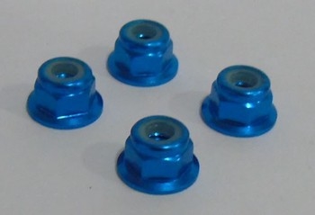 Blue Alumimum Flanged 4mm Wheelnuts