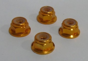 M4 Gold Aluminium Flanged Locknuts