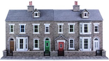 OO/HO SCALE LOW RELIEF STONE TERRACED HOUSE FRONTS - PO275