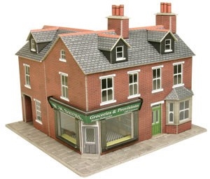OO/HO SCALE CORNER SHOP RED BRICK - PO263