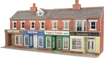 OO/HO SCALE LOW RELIEF RED BRICK SHOP FRONTS - PO272