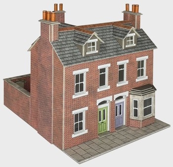 OO/HO Scale Red Brick Terraced Houses - PO300