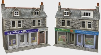 OO/HO Scale Low Relief Stone Terraced Shop Fronts - PO307