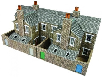 OO/HO SCALE LOW RELIEF STONE TERRACED HOUSE BACKS - PO277