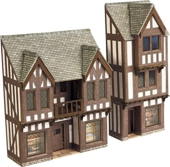 N SCALE LOW RELIEF TIMBER FRAMED SHOPS - PN190
