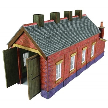 N SCALE RED BRICK SINGLE TRACK ENGINE SHED - PN931