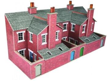 OOHO SCALE LOW RELIEF RED BRICK TERRACED HOUSE BACKS - PO276