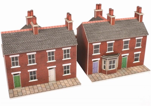 N SCALE TERRACE HOUSES IN RED BRICK - PN103