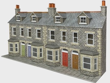 OOHO Scale Low Relief Stone Terraced House Fronts - PO303
