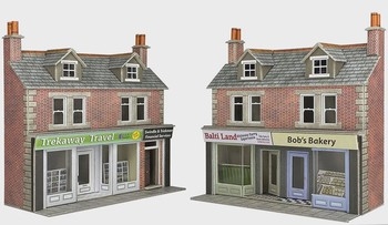 OOHO Scale Low Relief Red Brick Terraced Shop Fronts - PO306
